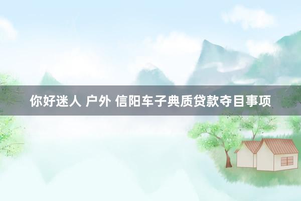 你好迷人 户外 信阳车子典质贷款夺目事项