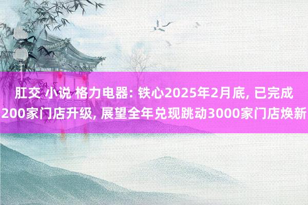 肛交 小说 格力电器: 铁心2025年2月底， 已完成200家门店升级， 展望全年兑现跳动3000家门店焕新