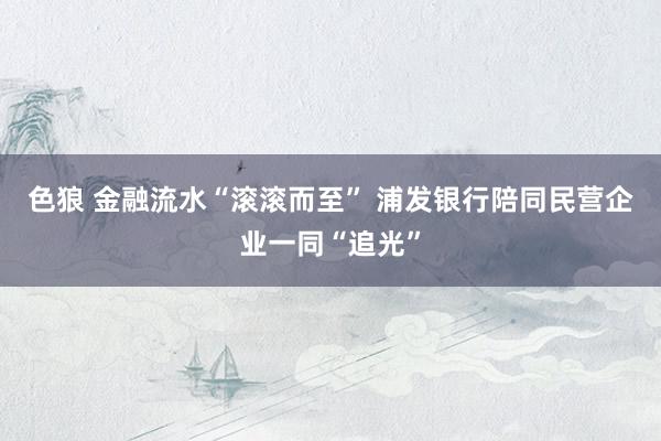 色狼 金融流水“滚滚而至” 浦发银行陪同民营企业一同“追光”