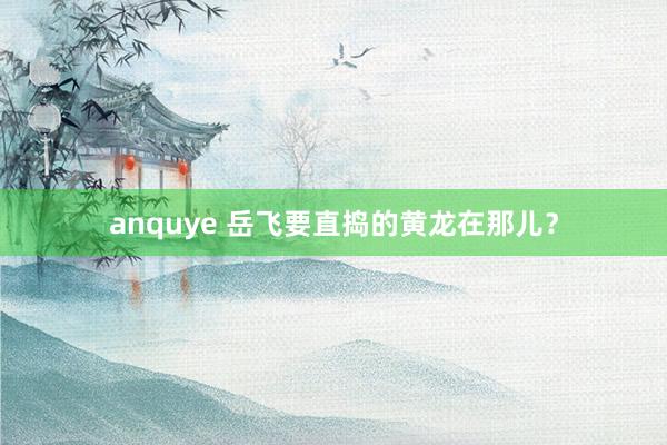 anquye 岳飞要直捣的黄龙在那儿？