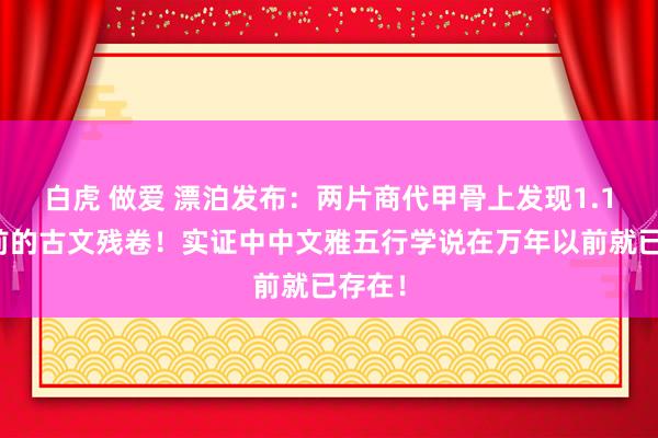 白虎 做爱 漂泊发布：两片商代甲骨上发现1.1万年前的古文残卷！实证中中文雅五行学说在万年以前就已存在！