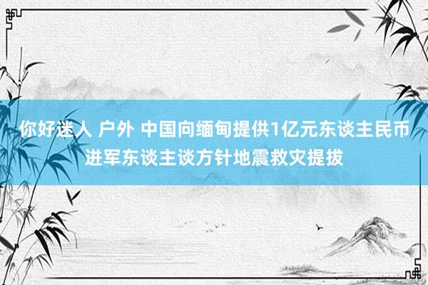 你好迷人 户外 中国向缅甸提供1亿元东谈主民币进军东谈主谈方针地震救灾提拔